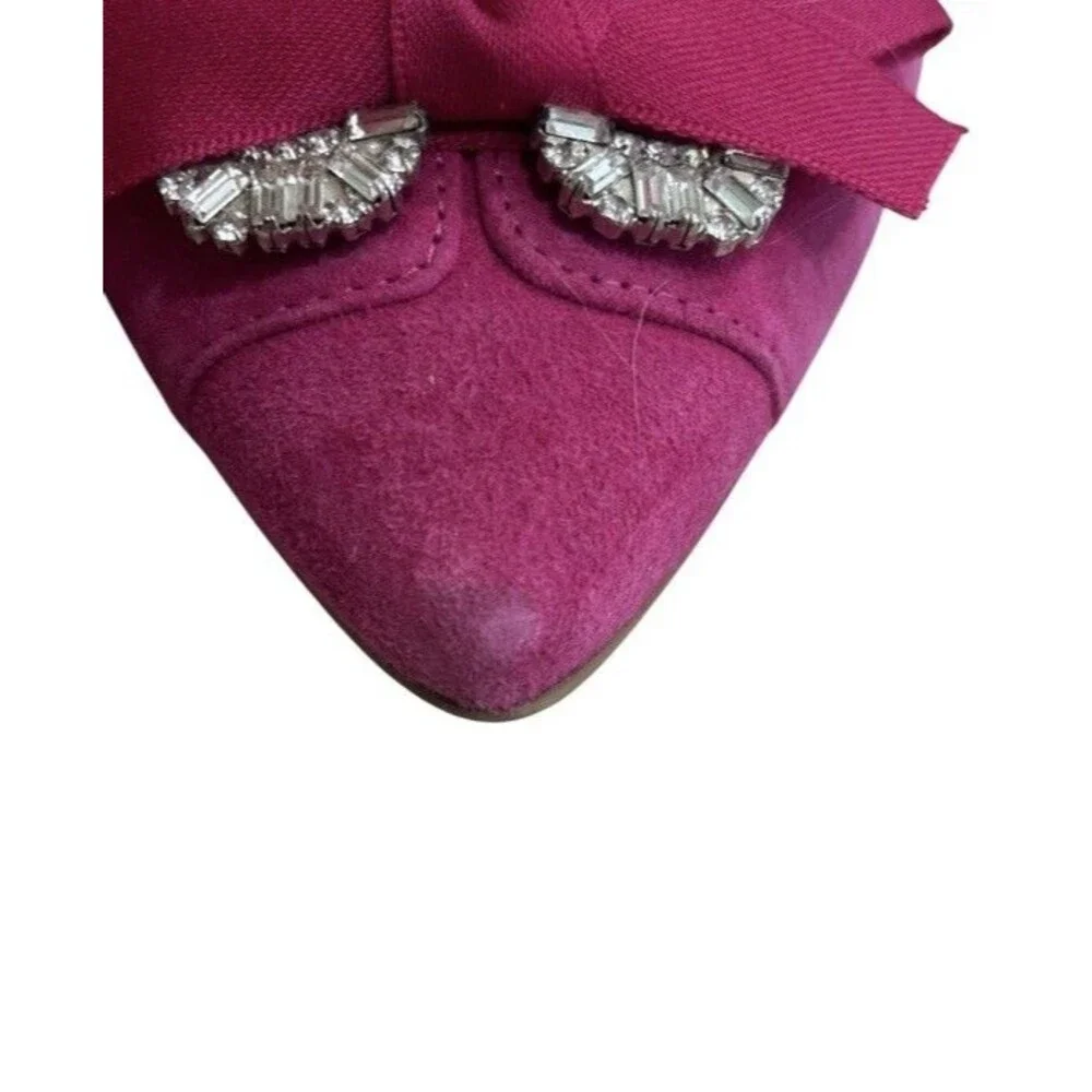 LK Bennett Ballet Pink Suede Crystal Flats EU 38.5 Elegant Ballet Shoes